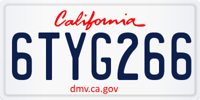 CA license plate 6TYG266