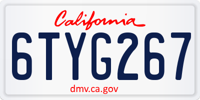 CA license plate 6TYG267