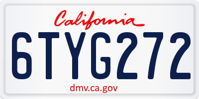 CA license plate 6TYG272