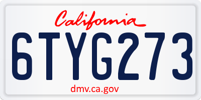CA license plate 6TYG273