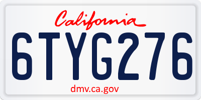 CA license plate 6TYG276