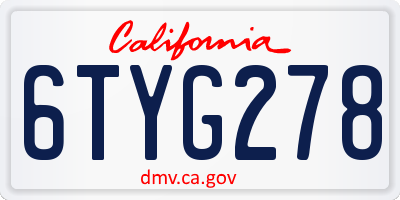 CA license plate 6TYG278