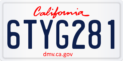 CA license plate 6TYG281