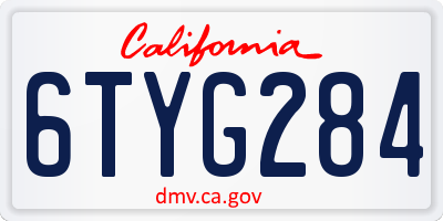 CA license plate 6TYG284