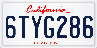 CA license plate 6TYG286