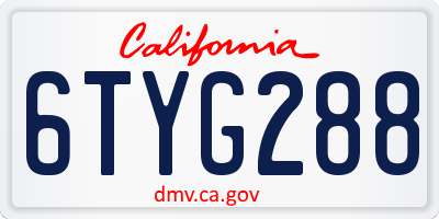 CA license plate 6TYG288