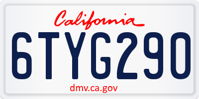 CA license plate 6TYG290