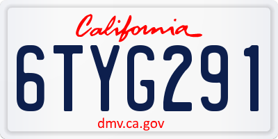 CA license plate 6TYG291
