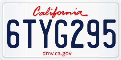 CA license plate 6TYG295