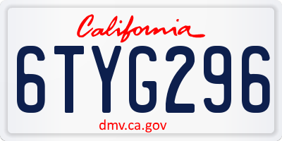CA license plate 6TYG296