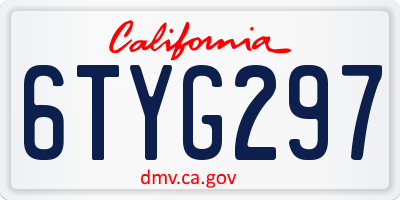 CA license plate 6TYG297