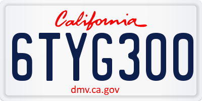 CA license plate 6TYG300