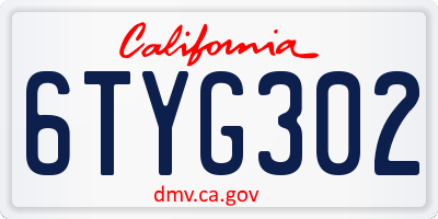 CA license plate 6TYG302