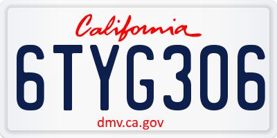 CA license plate 6TYG306