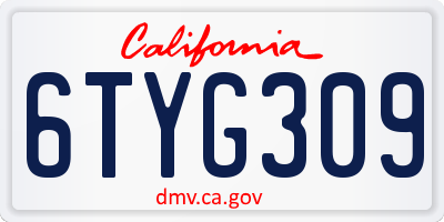 CA license plate 6TYG309