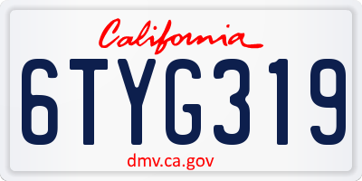 CA license plate 6TYG319