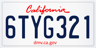 CA license plate 6TYG321