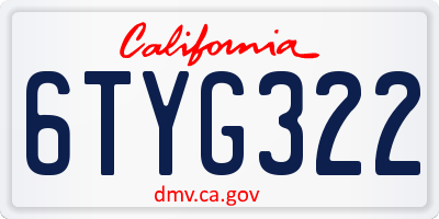 CA license plate 6TYG322