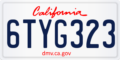 CA license plate 6TYG323