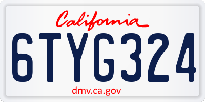 CA license plate 6TYG324