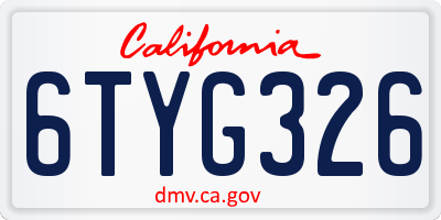 CA license plate 6TYG326