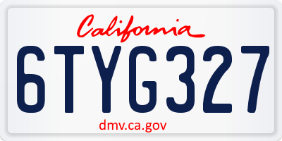 CA license plate 6TYG327