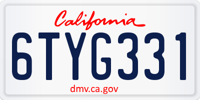 CA license plate 6TYG331