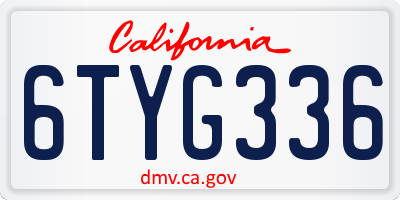 CA license plate 6TYG336