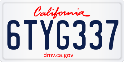 CA license plate 6TYG337