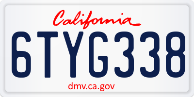 CA license plate 6TYG338