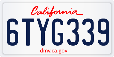 CA license plate 6TYG339