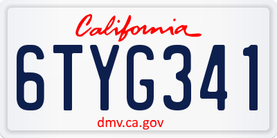 CA license plate 6TYG341