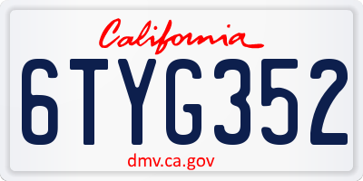 CA license plate 6TYG352