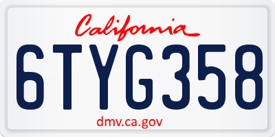 CA license plate 6TYG358