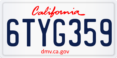 CA license plate 6TYG359