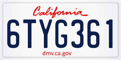 CA license plate 6TYG361