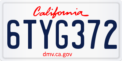 CA license plate 6TYG372