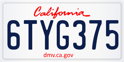 CA license plate 6TYG375