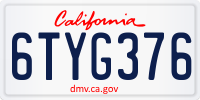 CA license plate 6TYG376