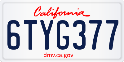 CA license plate 6TYG377