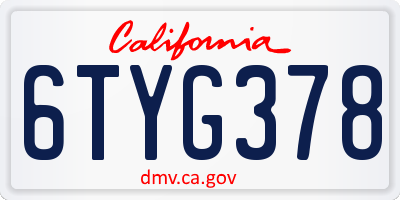 CA license plate 6TYG378