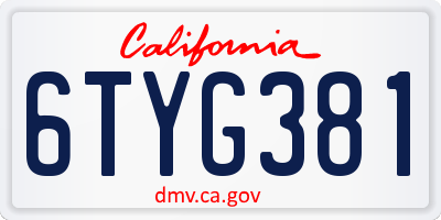 CA license plate 6TYG381
