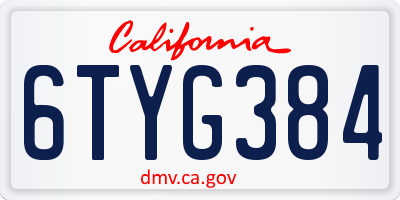 CA license plate 6TYG384