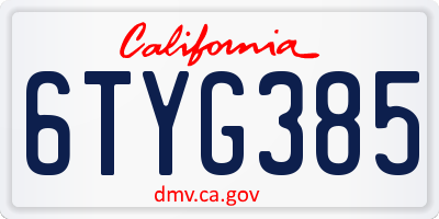 CA license plate 6TYG385