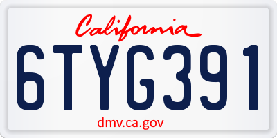 CA license plate 6TYG391