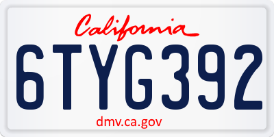 CA license plate 6TYG392