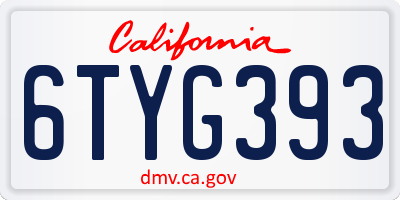 CA license plate 6TYG393