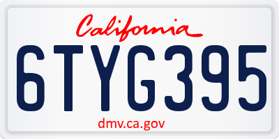 CA license plate 6TYG395