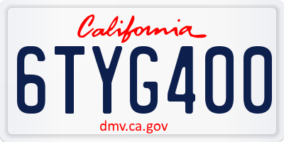 CA license plate 6TYG400