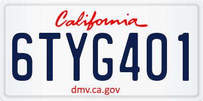 CA license plate 6TYG401
